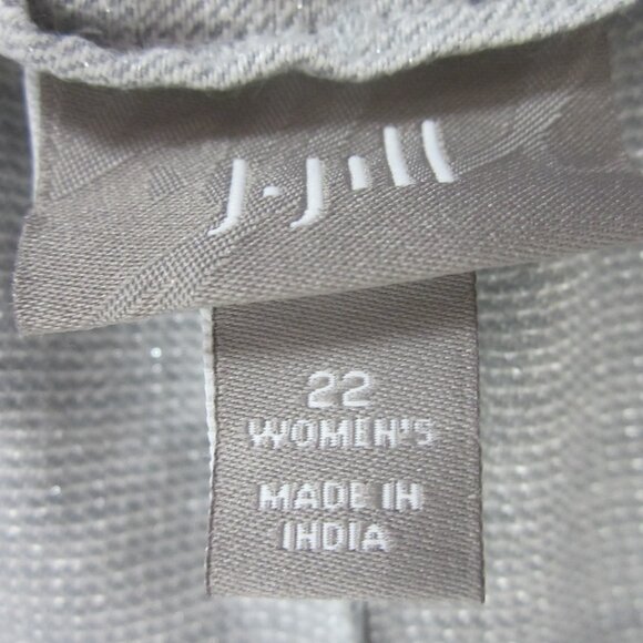 J Jill Womens Plus 22 Gray Silver Linen Metallic Panel Midi Flare Skirt Classic - Picture 3 of 13